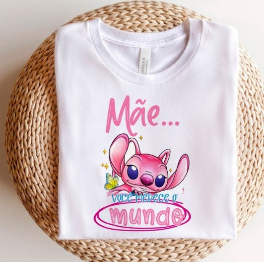 T-SHIRTS STICH MÃE VOCÊ MERECE O MUNDO