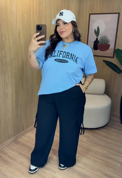 T SHIRT OVERSIZE GRINGA CALIFORNIA MODA PLUS