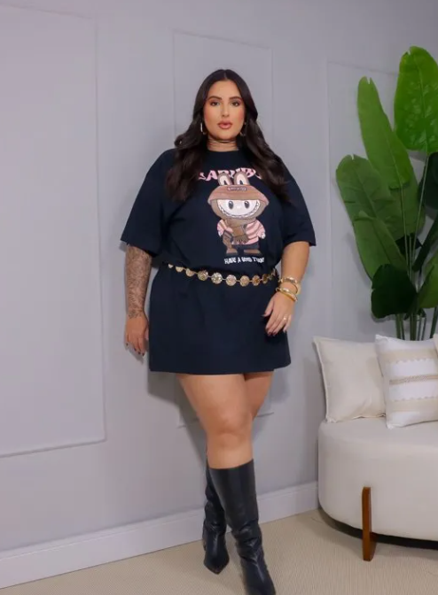 CAMISÃO OVER LABUBU MODA PLUS