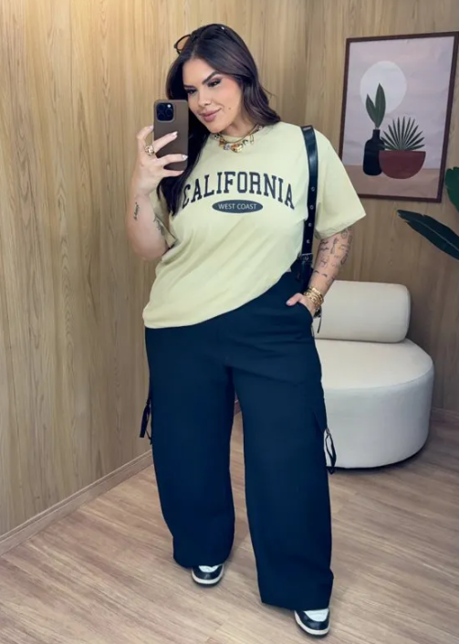 T SHIRT OVERSIZE GRINGA CALIFORNIA MODA PLUS